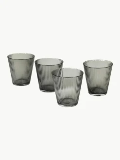 Mondgeblazen waterglazen Grand Cru van rookglas, 4 stuks