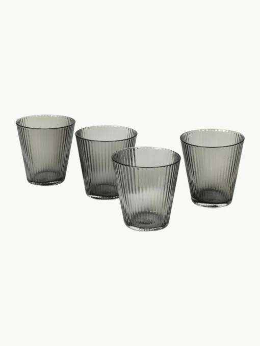 Mondgeblazen waterglazen Grand Cru van rookglas, 4 stuks