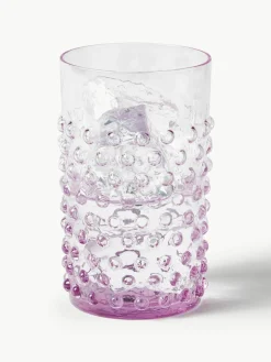 Mondgeblazen waterglazen Hobnail, 6 stuks