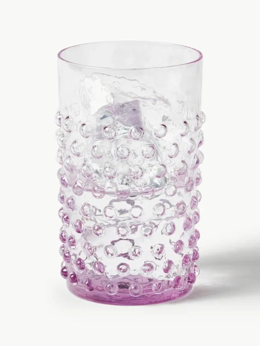 Mondgeblazen waterglazen Hobnail, 6 stuks
