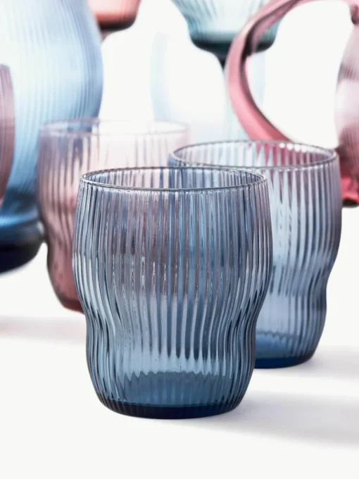 Mondgeblazen waterglazen Pum met groefstructuur, 2 stuks