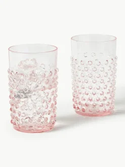 Mondgeblazen waterglazen Hobnail, 6 stuks