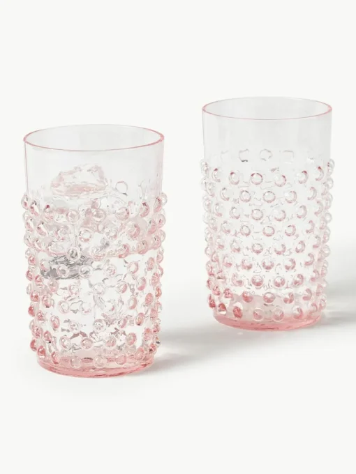 Mondgeblazen waterglazen Hobnail, 6 stuks