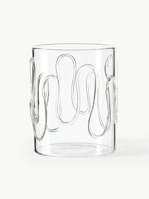 Mondgeblazen waterglazen Doodle met structuurpatroon, 2-delig