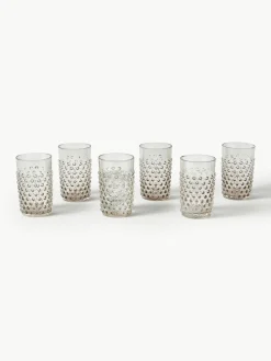 Mondgeblazen waterglazen Hobnail, 6 stuks
