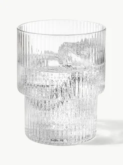 Mondgeblazen waterglazen Ripple met groefreliëf, 4-delig