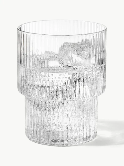 Mondgeblazen waterglazen Ripple met groefreliëf, 4-delig