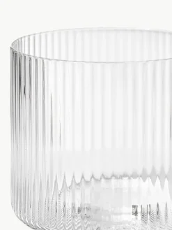 Mondgeblazen waterglazen Ripple met groefreliëf, 4 stuks
