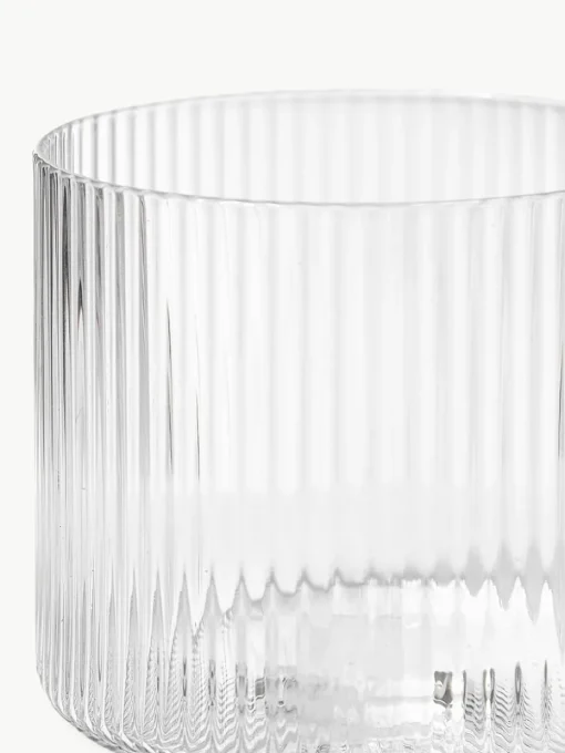 Mondgeblazen waterglazen Ripple met groefreliëf, 4 stuks