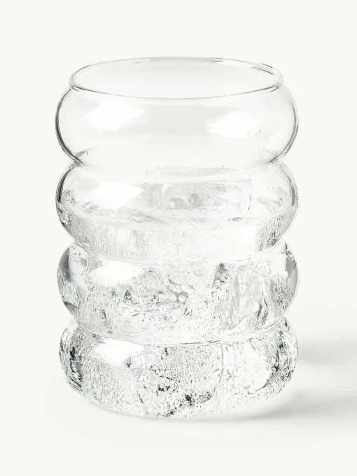 Mondgeblazen waterglazen Bubbly, 4 stuks
