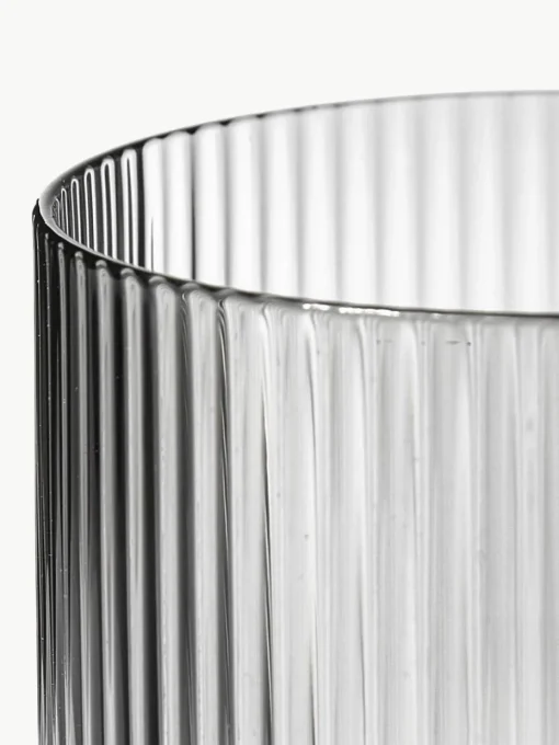 Mondgeblazen waterglazen Ripple met groefreliëf, 4 stuks