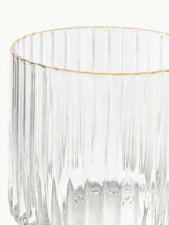 Mondgeblazen waterglazen Aleo met goudkleurige rand, 4 stuks