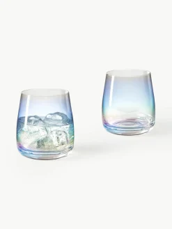 Mondgeblazen waterglazen Rainbow, iriserend, 4 stuks