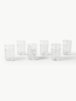 Mondgeblazen waterglazen Hobnail, 6 stuks