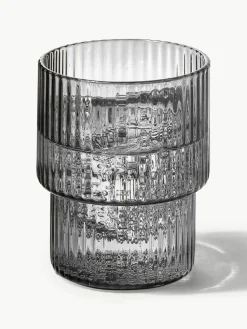 Mondgeblazen waterglazen Ripple met groefreliëf, 4-delig