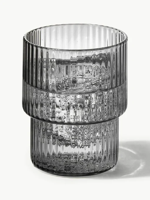Mondgeblazen waterglazen Ripple met groefreliëf, 4-delig