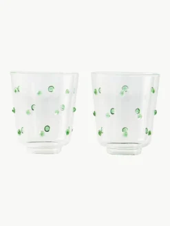 Mondgeblazen waterglazen Nob van borosilicaatglas, 2 stuks