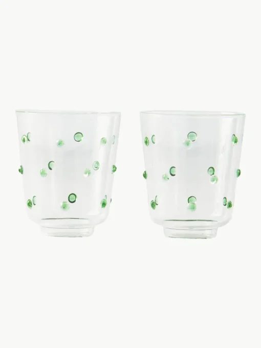 Mondgeblazen waterglazen Nob van borosilicaatglas, 2 stuks