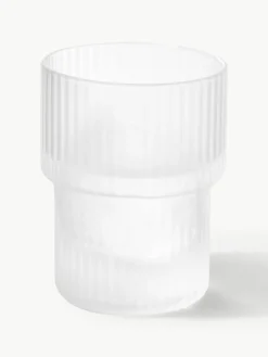 Mondgeblazen waterglazen Ripple met groefreliëf, 4-delig