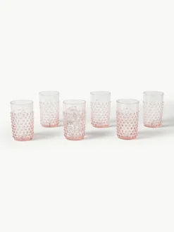Mondgeblazen waterglazen Hobnail, 6 stuks