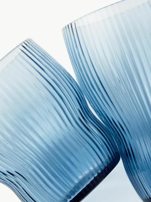 Mondgeblazen waterglazen Pum met groefstructuur, 2 stuks