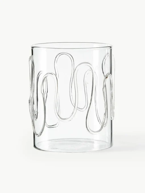Mondgeblazen waterglazen Doodle met structuurpatroon, 2-delig