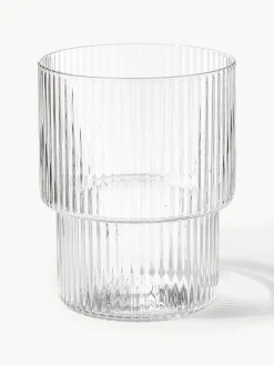 Mondgeblazen waterglazen Ripple met groefreliëf, 4-delig
