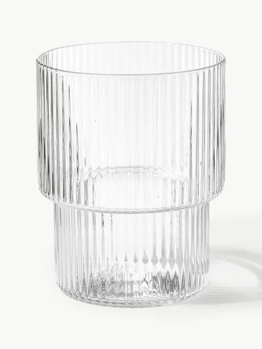 Mondgeblazen waterglazen Ripple met groefreliëf, 4-delig