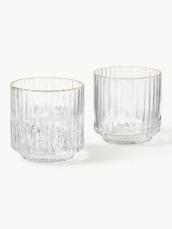 Mondgeblazen waterglazen Aleo met goudkleurige rand, 4 stuks