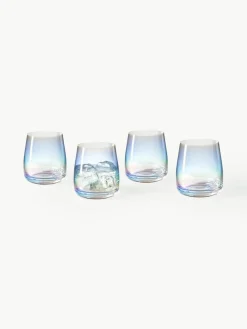 Mondgeblazen waterglazen Rainbow, iriserend, 4 stuks