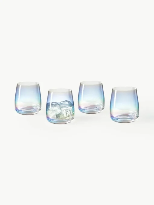 Mondgeblazen waterglazen Rainbow, iriserend, 4 stuks