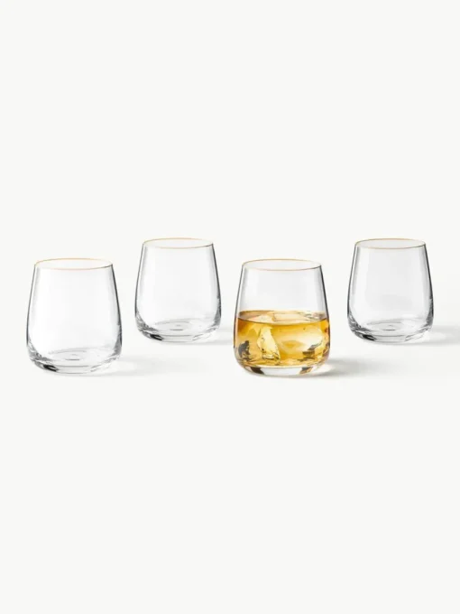 Mondgeblazen waterglazen Ellery, 4 stuks