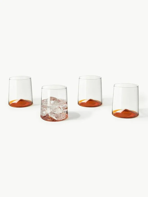 Mondgeblazen waterglazen Hadley, 4 stuks