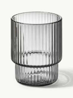 Mondgeblazen waterglazen Ripple met groefreliëf, 4-delig