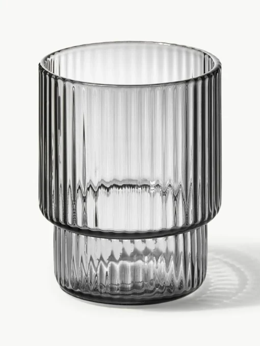 Mondgeblazen waterglazen Ripple met groefreliëf, 4-delig
