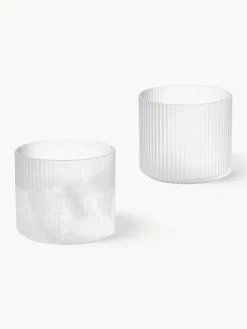Mondgeblazen waterglazen Ripple met groefreliëf, 4 stuks