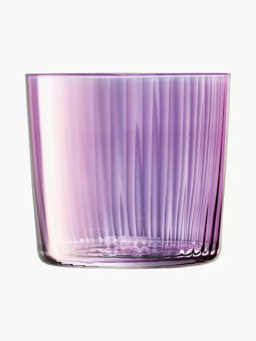 Mondgeblazen waterglazen Gems met groefreliëf, 4-delig