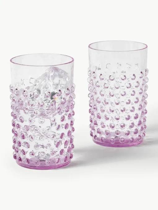 Mondgeblazen waterglazen Hobnail, 6 stuks
