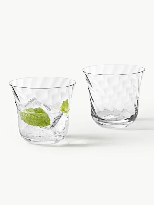 Mondgeblazen waterglazen Swirl, 4 stuks