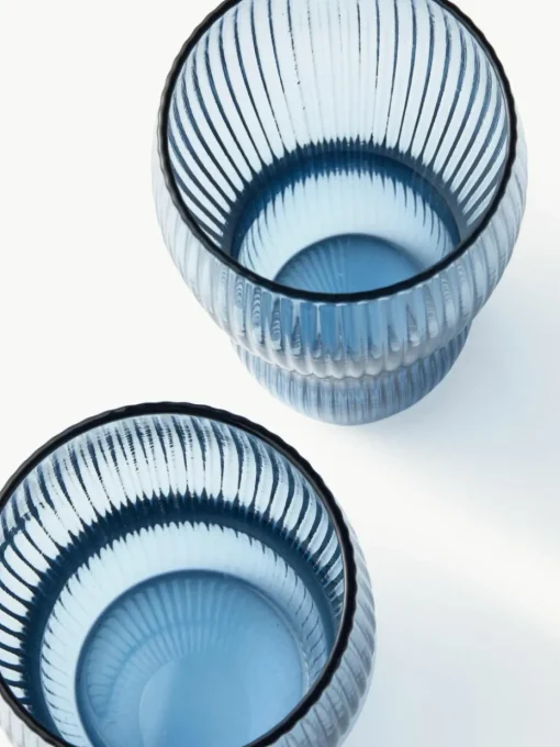 Mondgeblazen waterglazen Pum met groefstructuur, 2 stuks