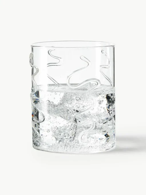 Mondgeblazen waterglazen Doodle met structuurpatroon, 2-delig