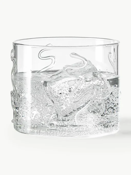 Mondgeblazen waterglazen Doodle met structuurpatroon, 2-delig