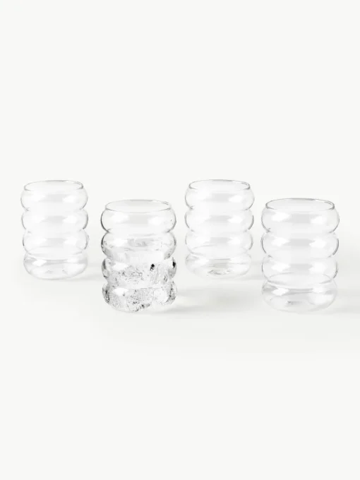 Mondgeblazen waterglazen Bubbly, 4 stuks