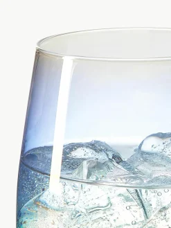 Mondgeblazen waterglazen Rainbow, iriserend, 4 stuks