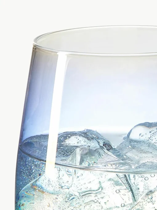 Mondgeblazen waterglazen Rainbow, iriserend, 4 stuks