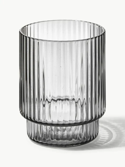 Mondgeblazen waterglazen Ripple met groefreliëf, 4-delig
