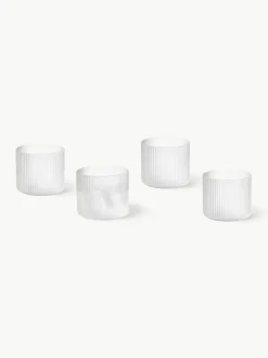Mondgeblazen waterglazen Ripple met groefreliëf, 4 stuks