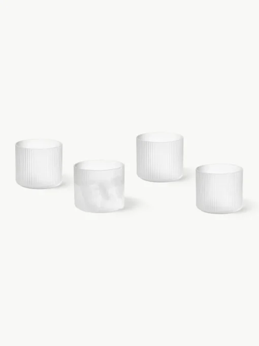 Mondgeblazen waterglazen Ripple met groefreliëf, 4 stuks