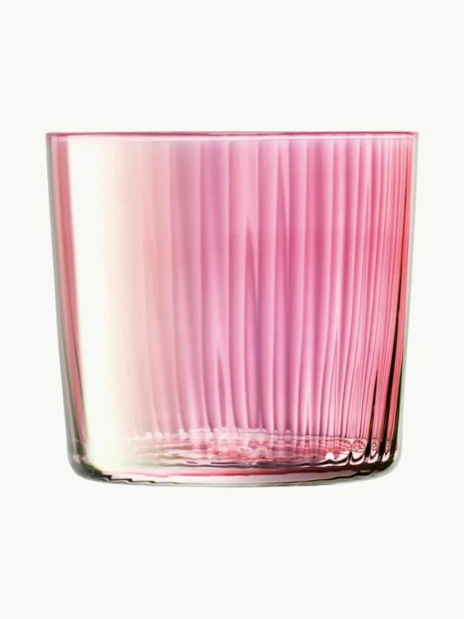 Mondgeblazen waterglazen Gems met groefreliëf, 4-delig