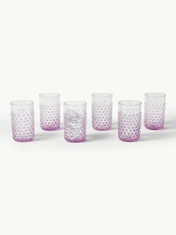 Mondgeblazen waterglazen Hobnail, 6 stuks